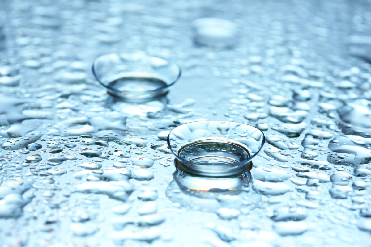 contact lenses, on blue background